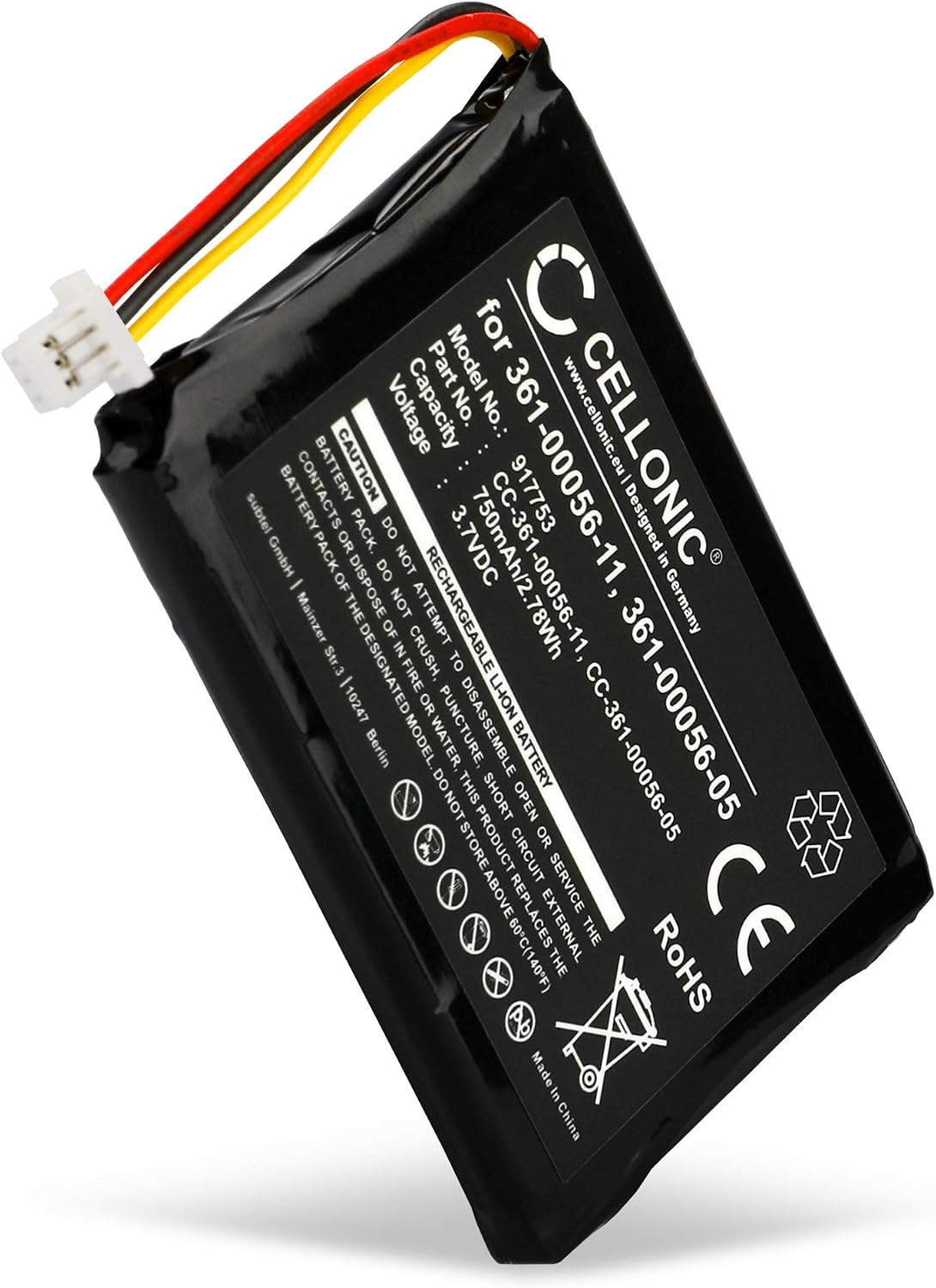 CELLONIC, battery sat nav compatible with Garmin Camper 770 LMT-D, Nüvi 42, Nüvi 2689 (750mAh