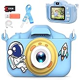 Kids Camera Toys Toddler Digital Camera for Boys Girls, Selfie 1080P HD Video Camera for 3 4 5 6 7 8 9 Year Old Boys Girls with 32GB TF Card,Kids Birthday Gifts for Kids (Blue-Astronaut)