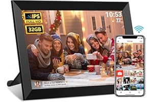 MOONKA FRAMEO Digital Photo Frame, 10.1 Inch WiFi Digital Picture Frame with 1280x800 IPS HD Touch Screen, 32GB Storage Auto-Rotate Wall Mountable Easy Share Photos or Videos via Frameo App from Anywhere