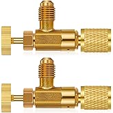 Otoolling 2 Pcs 1/4" Core Depressor Valve | Large Thumb Screw Core Depressor Tool, HVAC Brass Flow Control Valve for Refrigerant Low Loss Fittings, Yellow