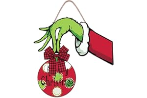 ROCWOHO Merry Christmas Door Decorations Christmas Wooden Wall Decor Indoor Hanging Sign Christmas Door Hangers Wreath for Xmas Party Supplies Favors