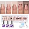 BTArtboxnails XCOATTIPS French Gel Nails - Skin Tones Short Press On Nails Square, Soft Gel Nail Tips with Nail Gel, French Protecting Duo, Nail Lamp, All in One Fake Nail