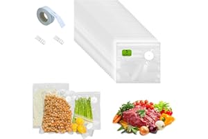 Reusable Vacuum Sealer Bags with Air Valve, BPA-Free Vacuum Food Storage Bags, Double Zipper Seal, Freezer & Microwave Safe, 