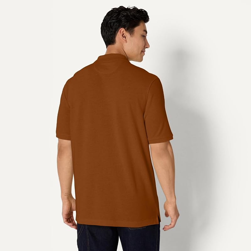 Polo en Piqué de Coton à Manches Courtes, Coupe Classique (Disponible en Grande Taille) Homme, Caramel, L