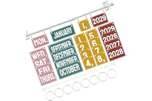 Adjustable Flipping Calendar Classroom Bulletin Board Set with Adjustable Holder 54 Date Cards and Metal Rings