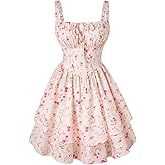 SCARLET DARKNESS Floral Mini Corset Dress for Women Teen 2026 Summer Spring Flowy A-Line Sundress with Pockets