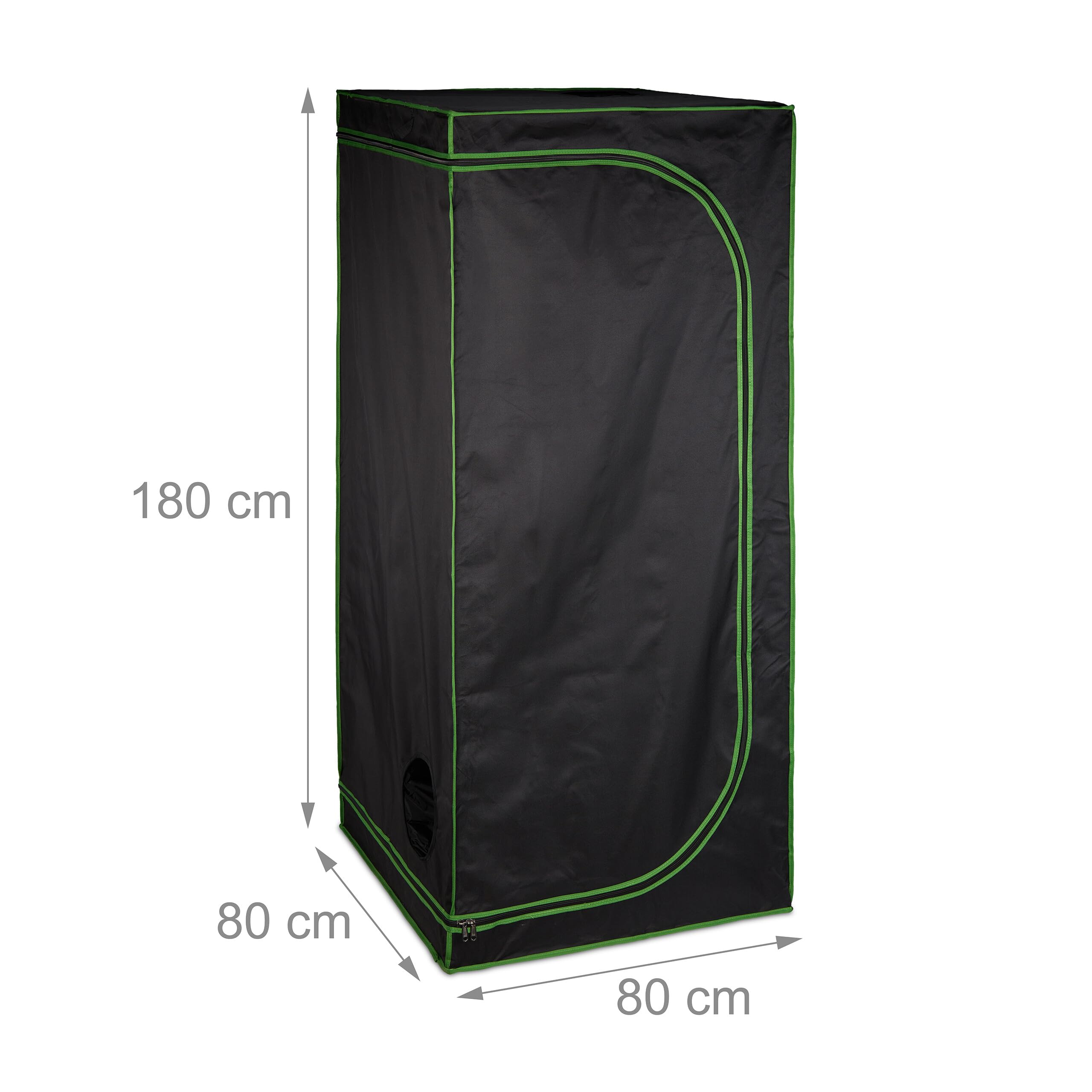 Relaxdays Growzelt, HxBxT: 180x80x80 cm, reflektierende Innenfolie, lichtundurchlässig, indoor Zuchtzelt, schwarz/grün 4