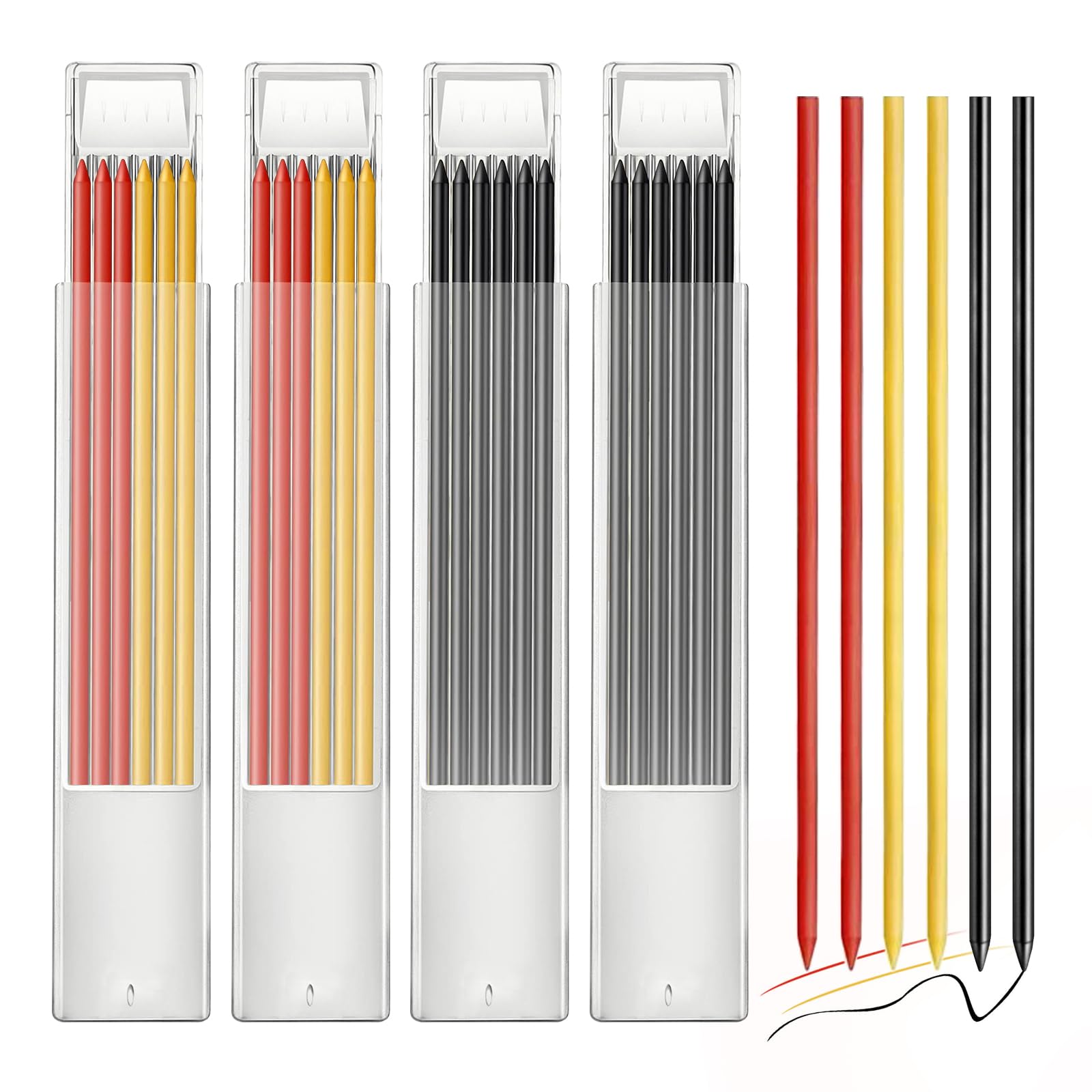 Redamancy 24 Pieces Pencil Refills, 2.8mm Pencil Refill, Solid Deep Hole Mechanical Construction Pencil Replacements, Pencil Refills for Woodworking Scriber Marking Architect Drawing, Refills Only