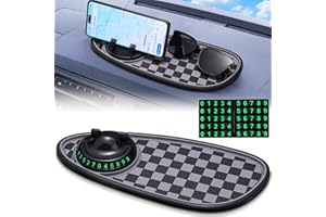 SUACOPZAR Multifunction Car Anti-Slip Mat, Car Dashboard Anti Slip Mat Phone Holder, 360 Degree Rotatable, 4 in 1 Mobile Phone Stand for Cars, Non-Slip Phone Mats Temporary Parking Numbers Pad for Glasses Keys
