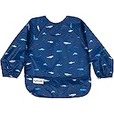 Tiny Twinkle Long Sleeve Bib for Babies & Toddlers | Waterproof Smock Bib for Eating | Machine Washable & Mess-Proof Feeding Essentials | Newborn Shower Gift (Ocean Life, 6–24M)
