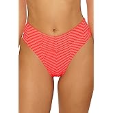 BECCA Women's Connect High Waist Bikini Bottom, Cheeky Coverage, Swimwear Separates