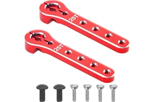 SHARE GOO 2Pcs ShareGoo 25T Servo Horn 56mm Metal 25 Teeth Extension Steering Servo Arm Compatible with 30-100CC Balsa Airplanes RC Plane Helicopter Car (Red)