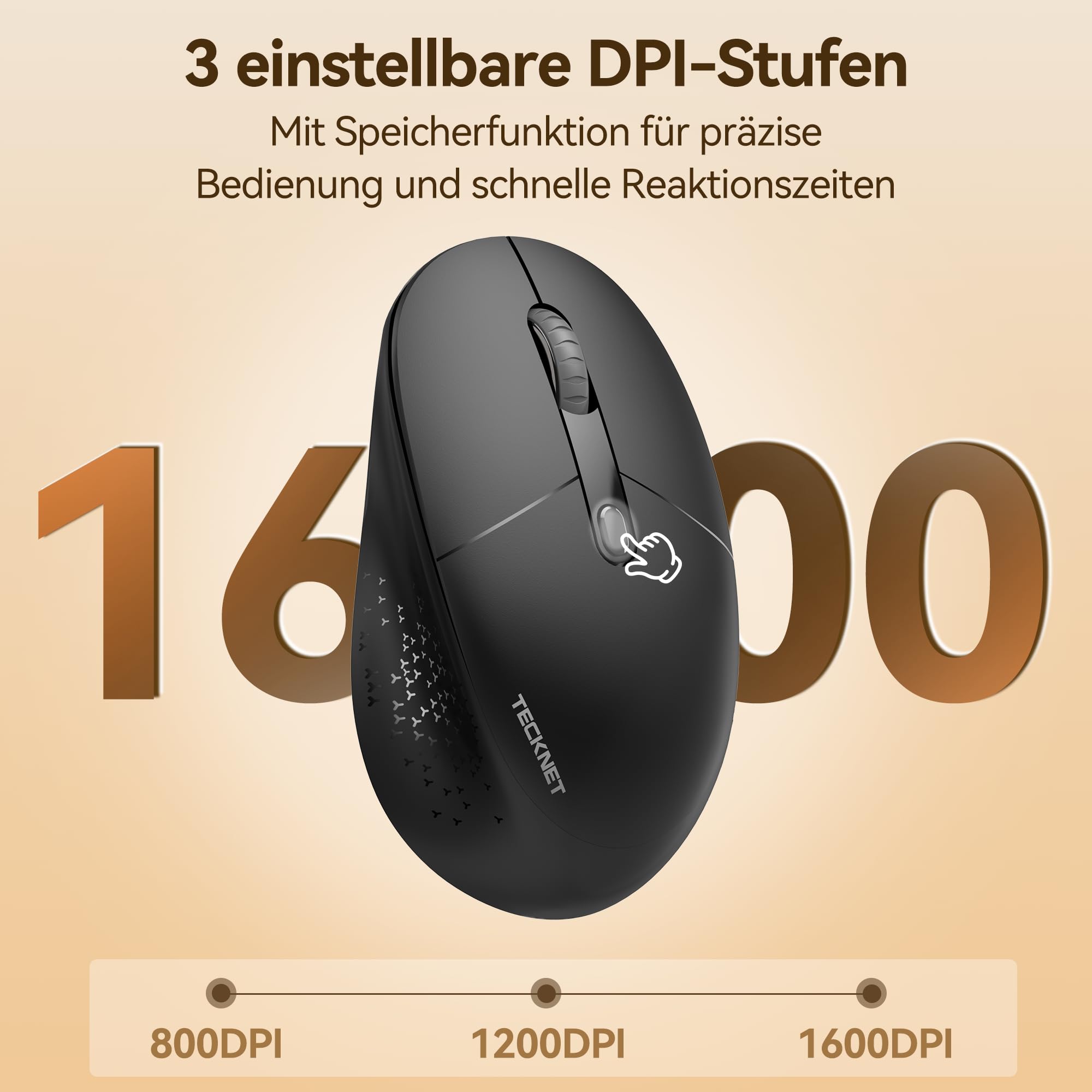 TECKNET Bluetooth Kabellose Maus Silent Tri-Mode 2.4G Wiederaufladbar 4