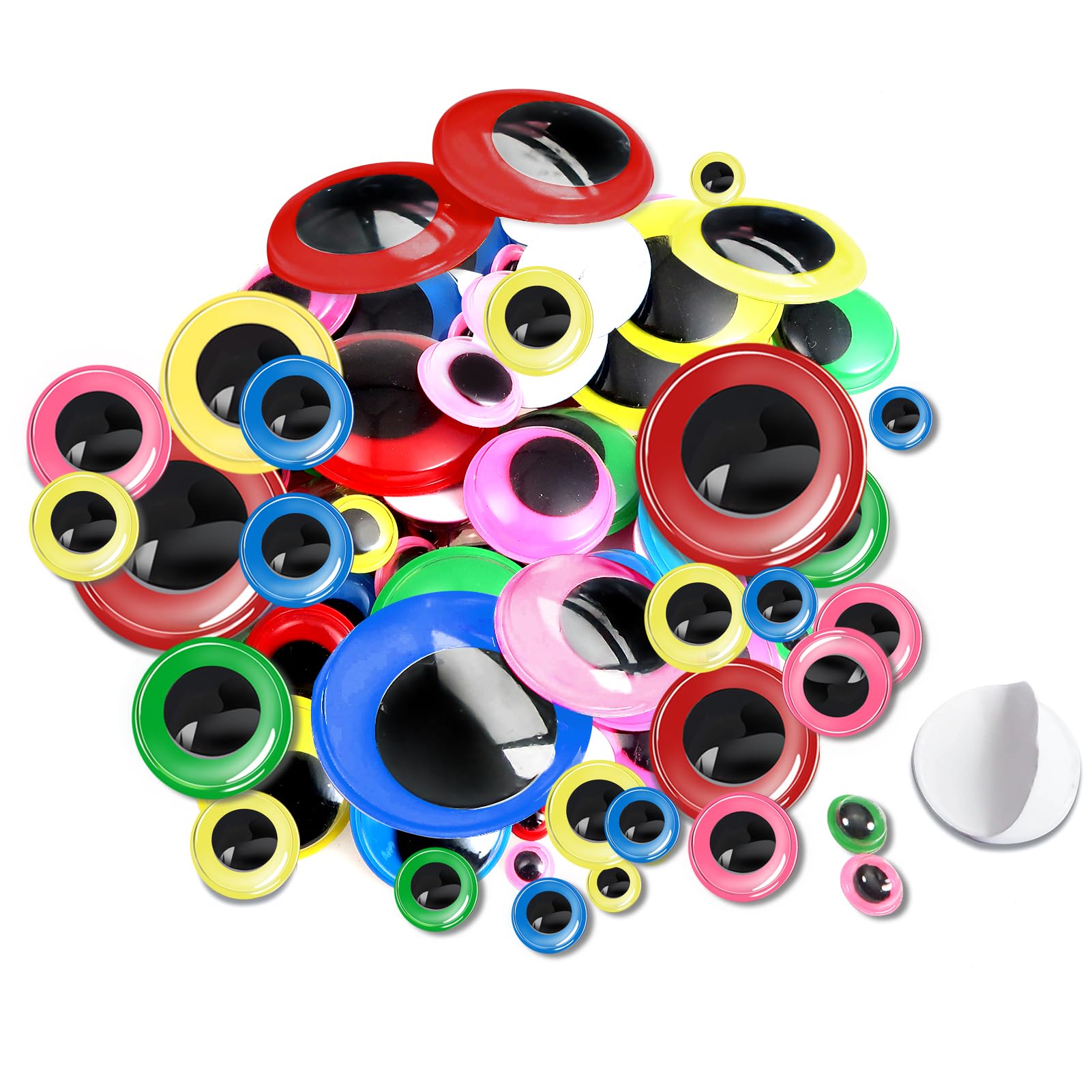 TOAOB 100 x Colourful Round Plastic Moving Eyes Stickers 6 mm to 35 mm for Scrapbooking Craft Accessories DIY Craft Dolls Decorations