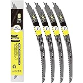 15-Inch Japanese Teeth Reciprocating Saw Blades 4PCS, DARTOTEK Curved Edge 6TPI Pruning Blades for Wood, Tree Trimming Cuttin