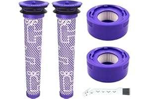 4 Pack Vacuum Filter Replacement Kit for Dyson V7, V8 Animal, V8 Absolute, SV10, SV11 Cordless Vacuum Cleaners, 2 Pre Filter, 2 Post Filter, Replaces part No. 965661-01 & 967478-01 Huxowni
