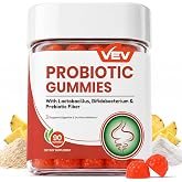 VEV Probiotic Gummies for Women, 7-Strain Formula, 90 Gummies | With 5 Billion CFU, Acacia Fiber + Vitamin B6, Pineapple Flavor