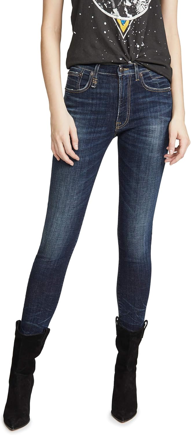 high rise indigo jeans