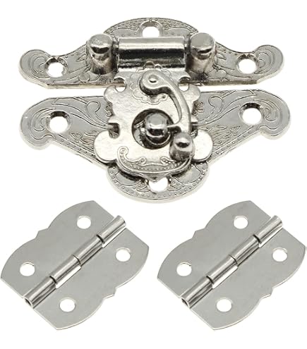 OZXNO Antique Hook Hasp Latch 2-Pack - Zinc Alloy Swing Lock Clasp For Jewelry Box, Cabinet, Toolbox - View #9