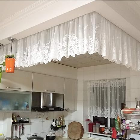 Amazon カーテンチュール 白い ボタニカルフラワー小窓カーテン 1パネル無地 目隠し 遮光 パステル ファブリックスモールフラワーカーテン 間仕切りキッチン窓 棚飾り 喫茶店 洗面所 出窓 Color White Size Width 3m X Height 0 5m カフェ カーテン