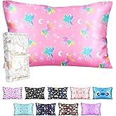 Miss Adola Silk Pillowcase for Kids - 30 x 20 Inches Queen Size Mulberry Silk Pillow Case with Zipper Cute Cartoon Kawaii Teens Girls Boys Pillowcase for Hair and Skin, Colorful Unicorn