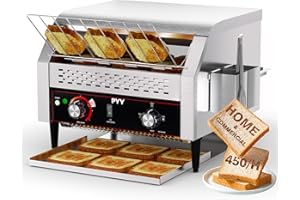 PYY Commercial Conveyor Toaster - Electric Industrial Belt Toasters Oven, 450 Slices/Hour Heavy Duty, Stainless Steel for Bun Bagel Bread Waffle Restaurant Buffet