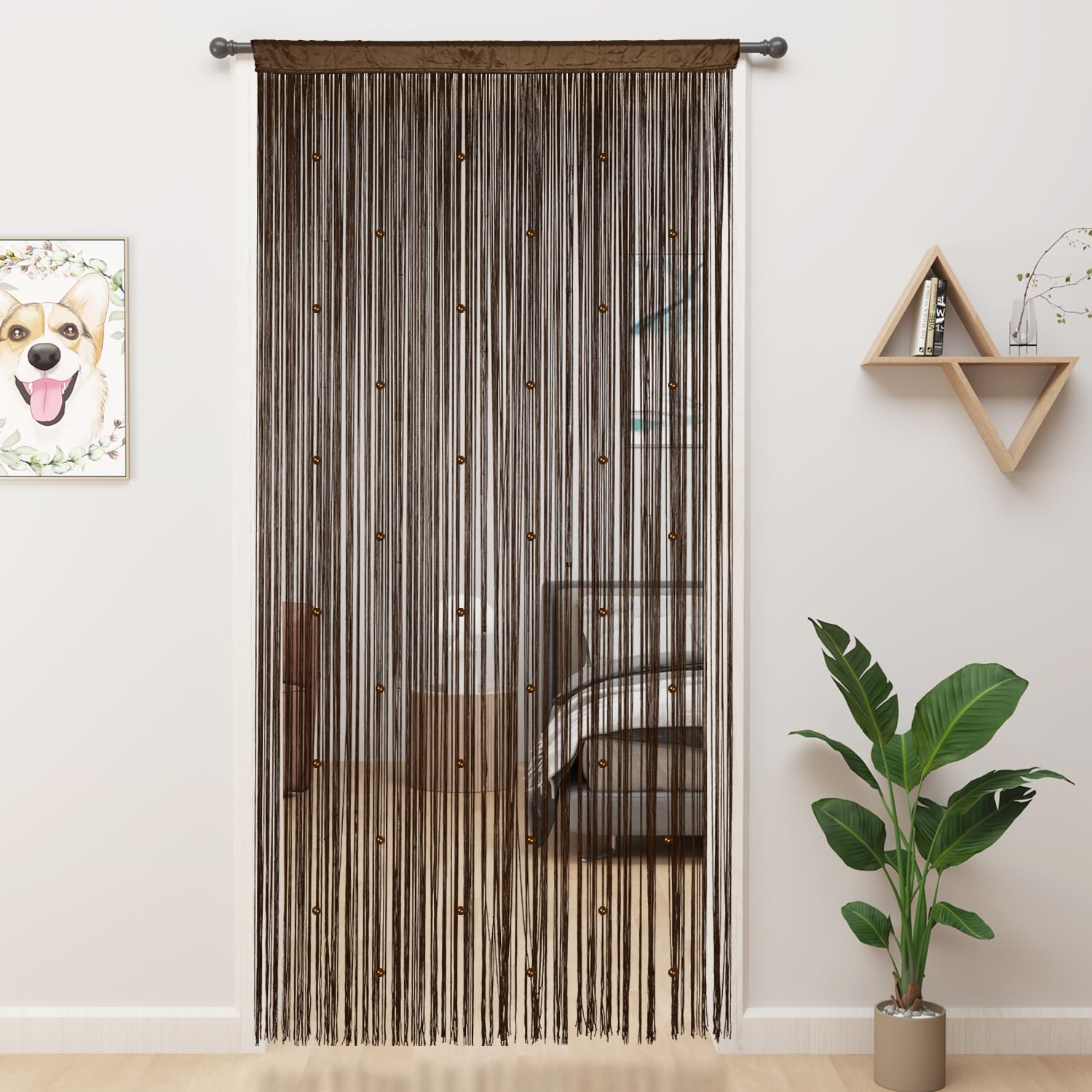 Photo 1 of YIIBAII Beaded Curtain Beaded Curtains for Doorways Crystals Suitable for Interior Hanging Decoration and Partitions Closet Curtains (39"x79", Coffee)