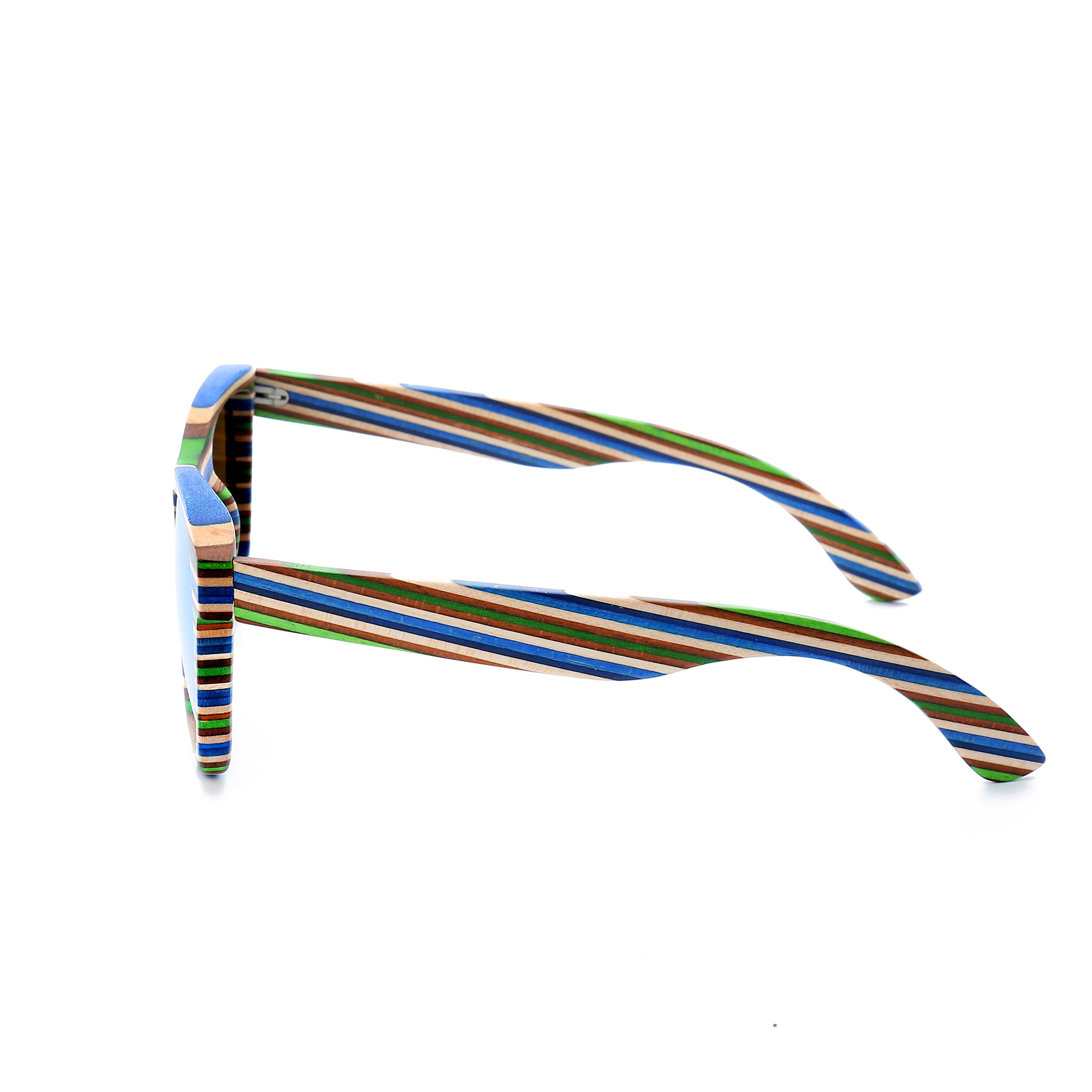 Arctic Penguin Vintage Wooden Polarized Sunglasses Men Wayfarer Eyewear (blue, green)