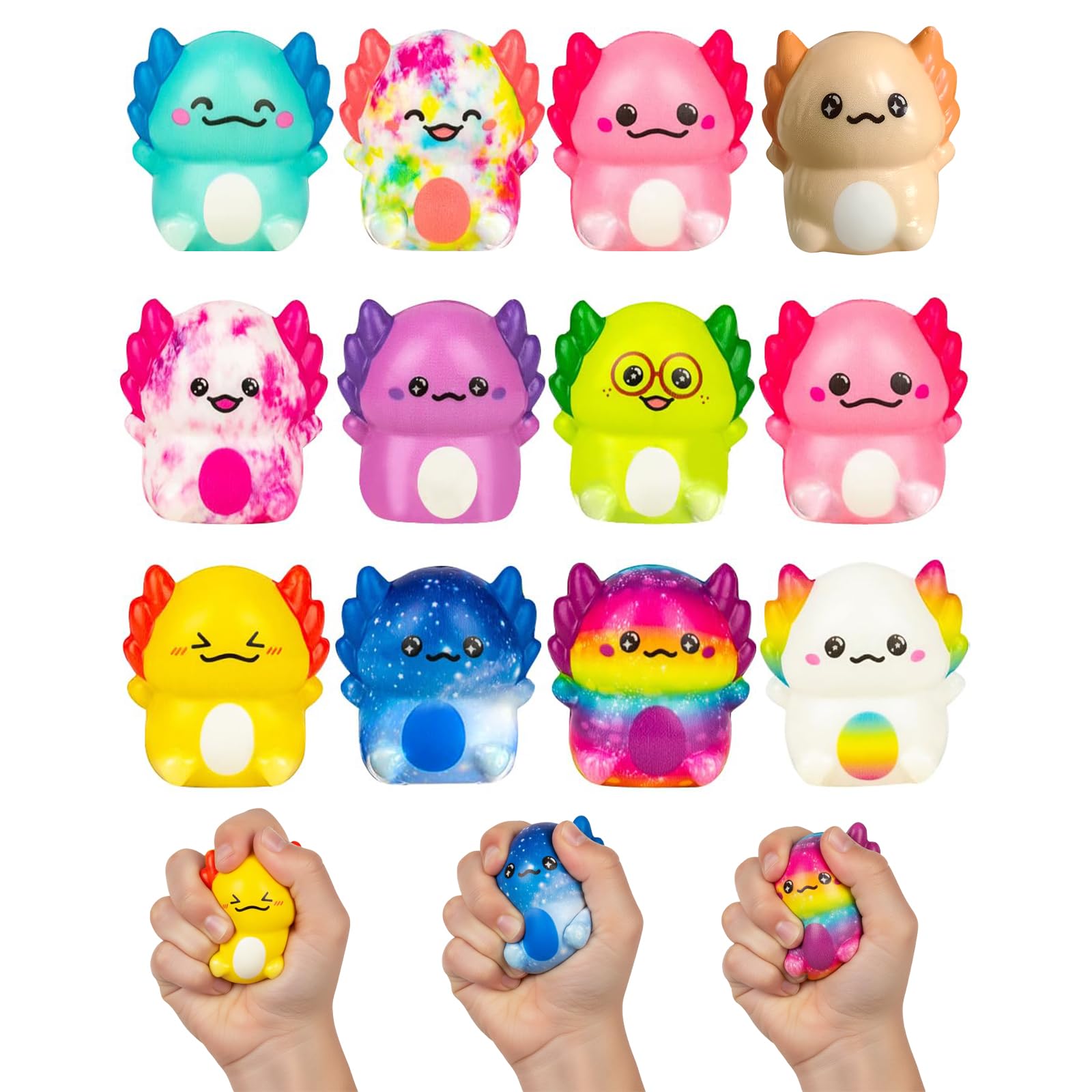 Non Candy Easters Egg Stuffers for Kids Axolotl Squishy Toys – Soft Slow Rising Stress Relief Sensory Fidget Toys for Boys Girls – Classroom Rewards, Birthday Party Favors, Treasure Box Prizes, (12PC)