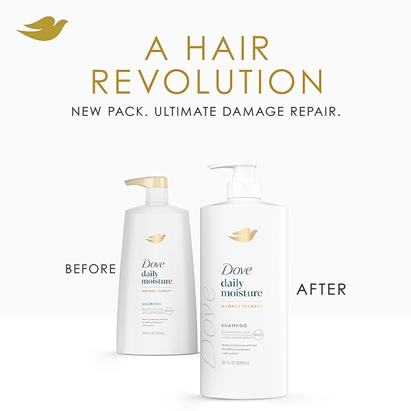 DOVE DAMAGE THERAPY SHAMPOO DAILY MOISTURE FOR DRY HAIR WITH BIO-PROTEIN CARE TECHNOLOGY AND HYALURONIC SERUM 28 FL OZ