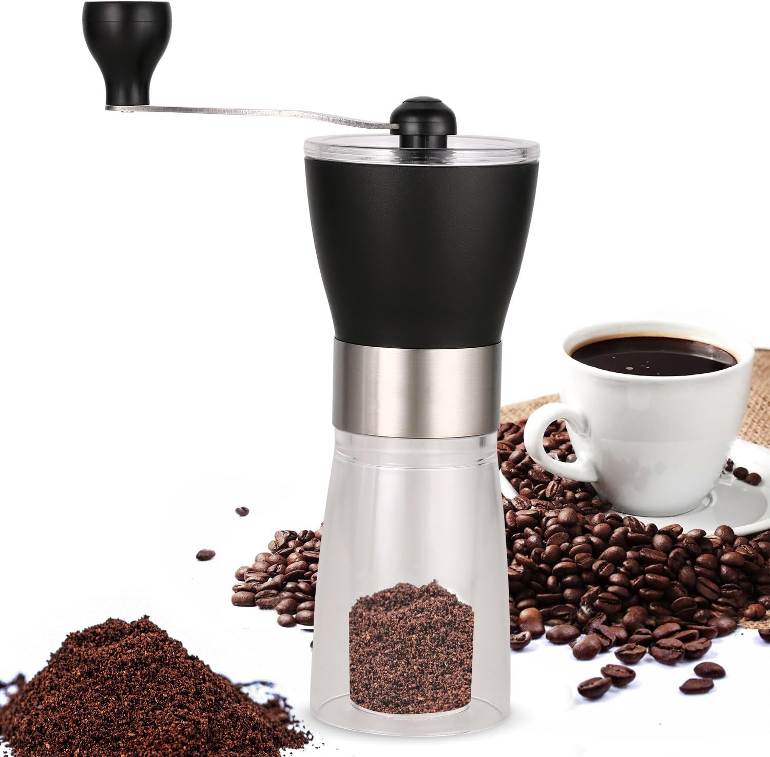 Burr Coffee Grinder Manual，Ceramic Conical Adjustable Burr Assembly for Precision Brewing