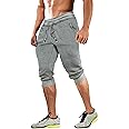 MAGCOMSEN Men's 3/4 Joggers Capri Pants with Zipper Pockets Slim Fit Training Running Workout Capri Joggers
