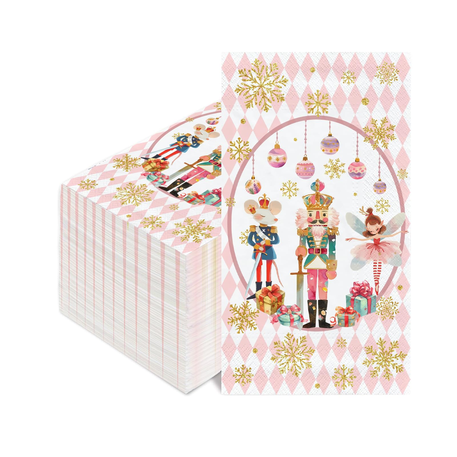 Photo 1 of 50 PCS Christmas Guest Napkins Disposable Vintage Nutcracker Napkins for Christmas Winter Snow Theme Decorative Hand Paper Napkins for Bathroom Xmas Party Supplies