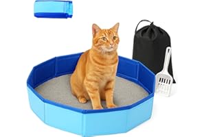 GRIIYAKII Portable Travel Litter Box for Cats with Scoop & Storage Bag – Foldable, Waterproof, Lightweight Cat Litter Tray for Car, Airplane, Camping, Indoor & Outdoor Use, 19.7" Diameter