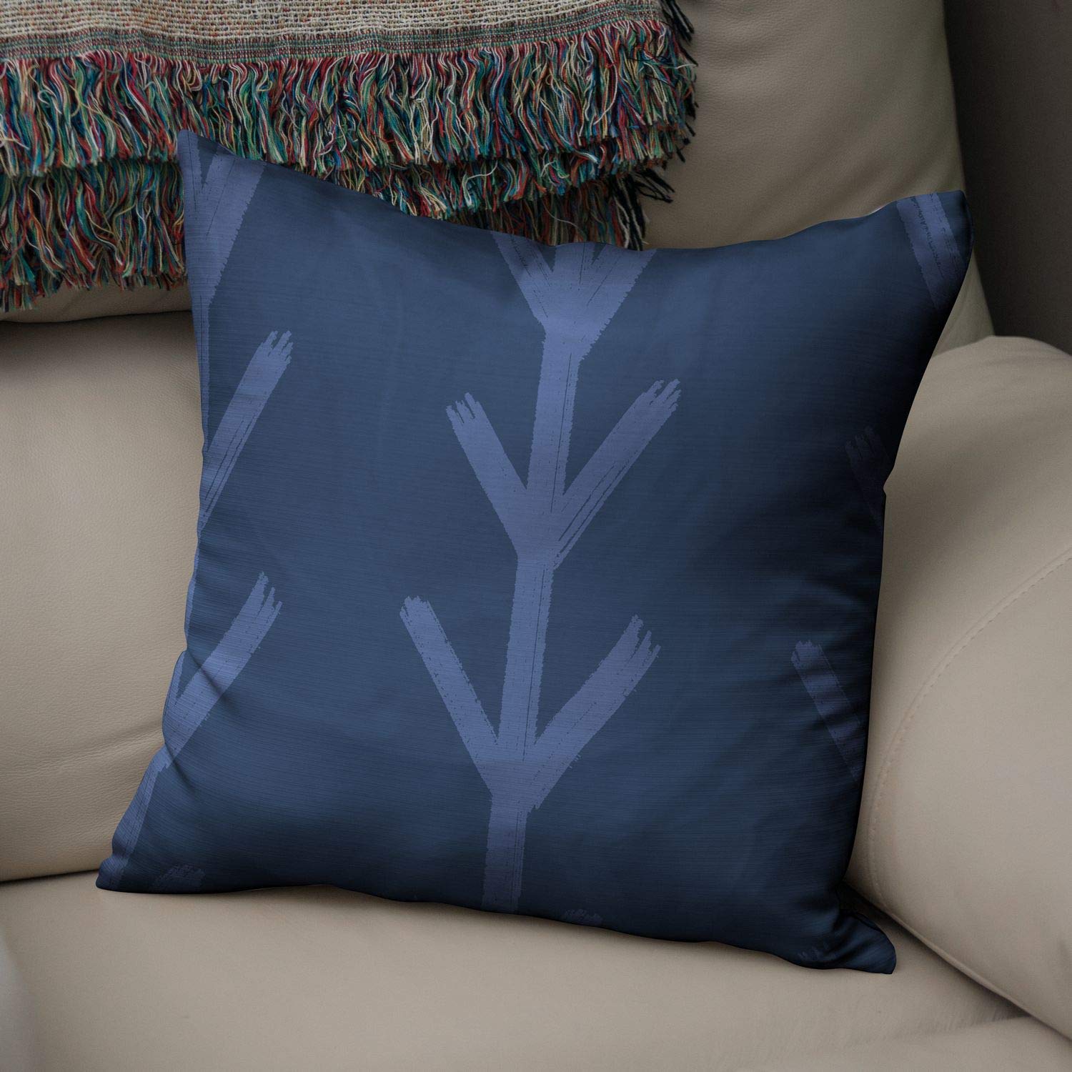 Bonamaison Decorative Cushion Cover, Polycotton, Blue, Standard