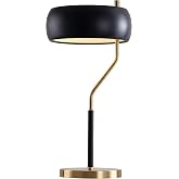 JONATHAN Y Oskar Desk Lamp Mid-Century Modern Task 22.5", Black/Brass Gold | Bedside Nightstand Table Light, Metal Construction, LED Bulb Included, In-Line Switch, UL Listed, Glam Style