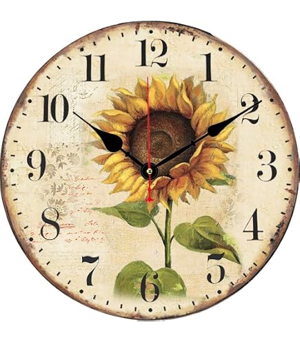 Amazon.com: VIKMARI Sunflower Wall Clock Silent Non Ticking - 8