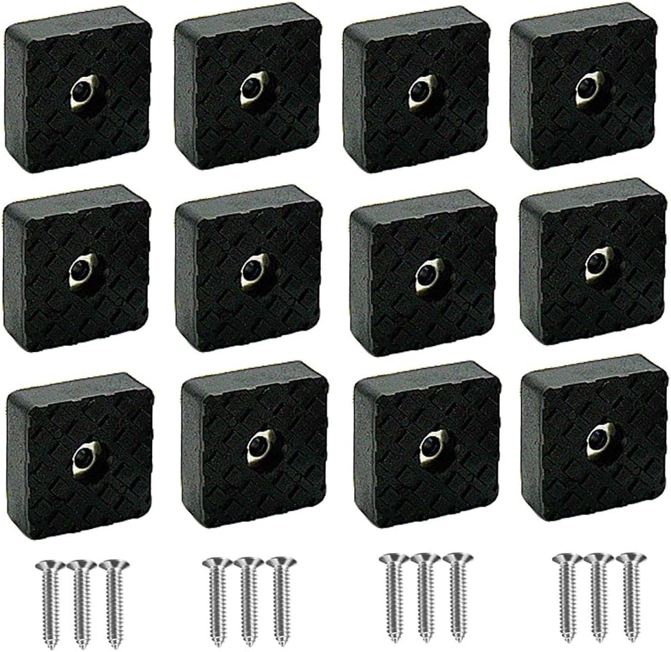 YUE QIN 12 Pack Rubber Feet Chair Leg Wood Floor Protectors Square,easy Screw Installation,non-slip Rubber Furniture Floor Pads 30mm*30mm
