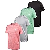 New Balance Boys Athletic Shirts - 4 Pack Performance Short Sleeve Crewneck Boys T Shirts - Dry Fit Tees for Kids (Size 8-20)