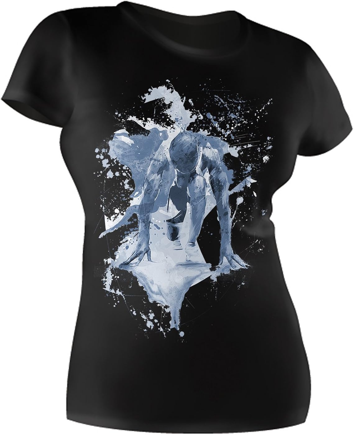 Running_VIII schwarzes modernes Damen / Frauen T-Shirt mit stylischen
