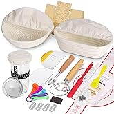 SHANNA Sourdough Bread Starter Kit, 15pcs Sourdough Tools, Round and Oval Banneton Proofing Basket, Home Bread Proofing Baske