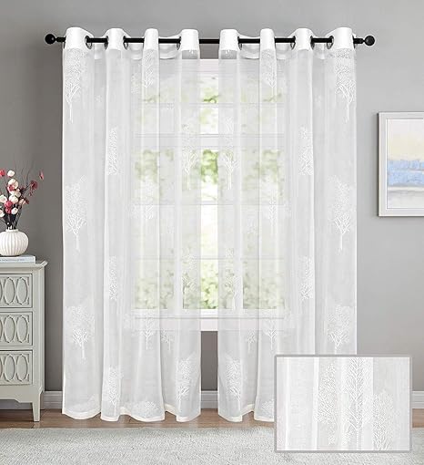 Buy Sb India Korona Curtians With Embroidery Design Solid Sheer