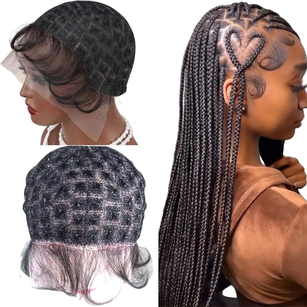 Crochet Cap for Hair Braided Full Lace Wig Caps with Baby Hair Lace Front Braided Wig Cap with natural knots Glueless Crochet Wig Caps for Black Women122 knot