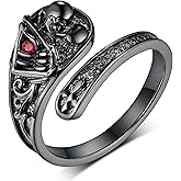 Fuguangju Skull Spoon Rings for Women 925 Sterling Silver Spoon Ring Gothic Skull Ring Halloween Jewelry Gifts for Women Couples