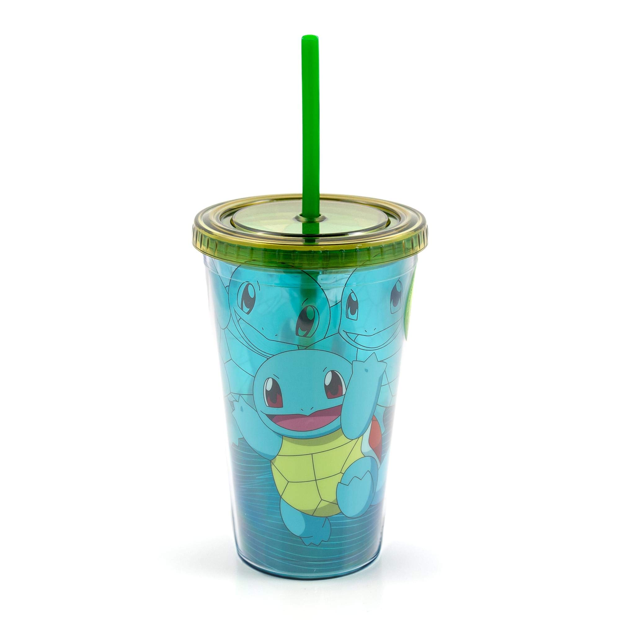 Official Pokemon Carnival Cup - Fun 18-Ounce Party Tumbler For Kids And Adults - Features Squirtle Character Figure - Plastic Lid And Straw - Bottle For Water, Soda, Tea, Coffee - Licensed Merchandise