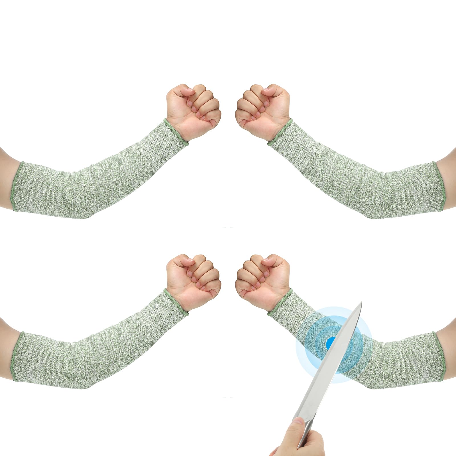 PATIKIL 14 Inch Cut Resistant Sleeve, 2 Pairs Arm Safety Protectors Sleeves Forearm Sleeve HPPE Level 5 Protection for Thin Skin and Bruising, M, Dark Green