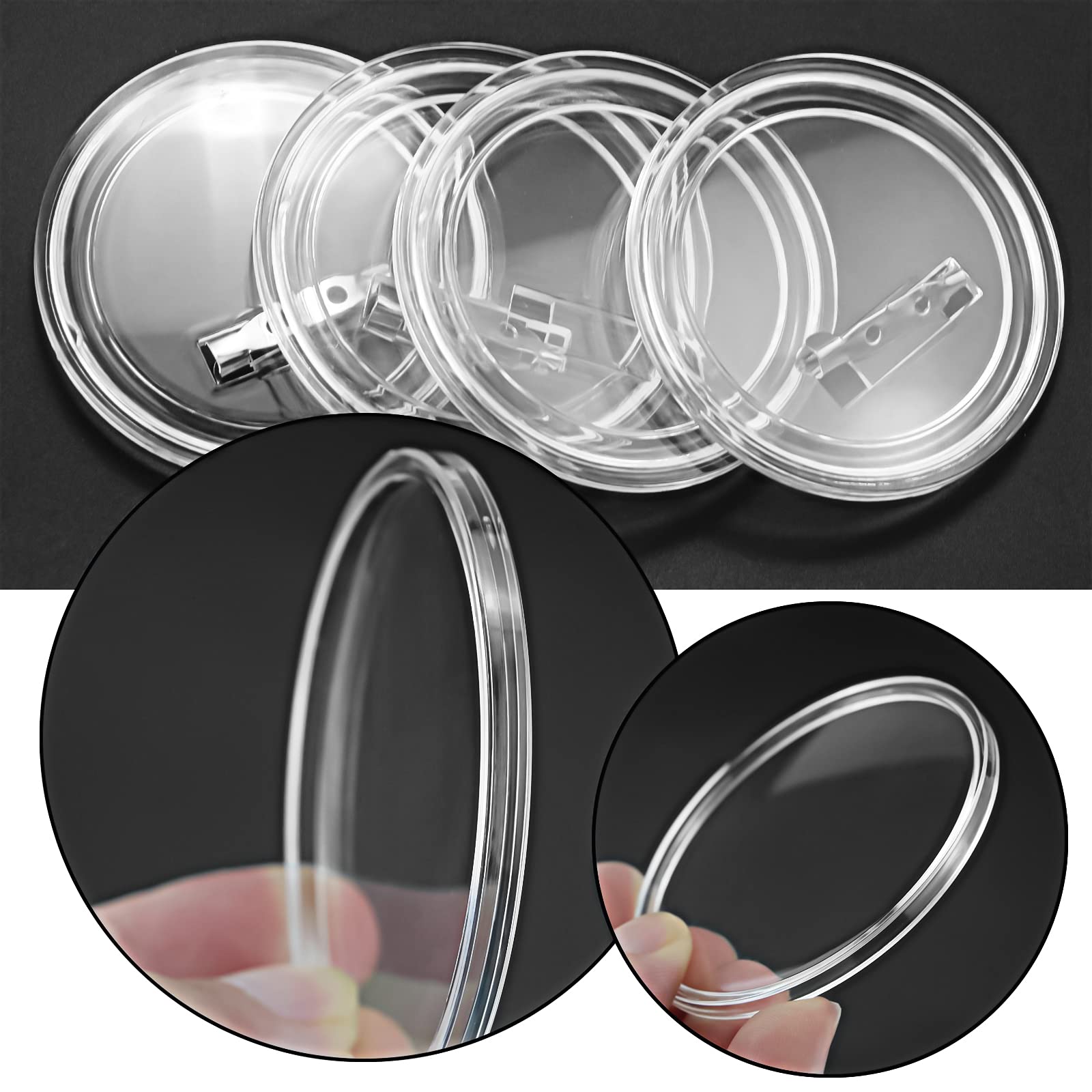 YEXPRESS YEXPRESS 70 Pack Acrylic Design Button Badge, Clear Plastic Craft Kit with Pin for DIY Craft Supplies, 2.4 Inch