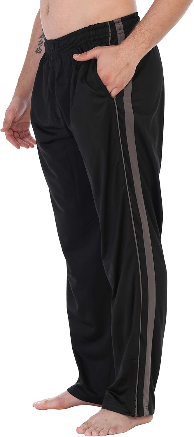 Gioberti Mens Track Running Sport Athletic Pants, Elastic Waist, Zip Bottom: Clothing