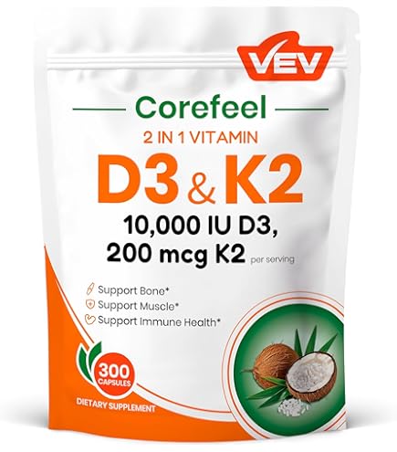 Amazon.com: VEV Corefeel Vitamin D3 K2, 5000 IU D3 100mcg K2 (MK 7