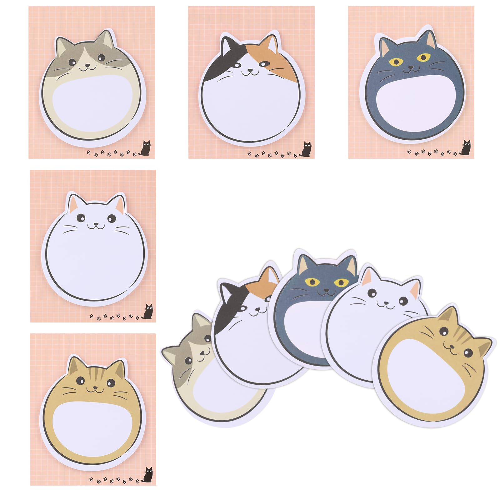 150 Sheets Cat Sticky Notes,Kawaii Sticky Note Pads Cute Animal Sticky Notes Pads Note Page Index Tabs Self-Stick Cartoon Sticky Note Pad for Cat Lovers Office School Creative Gifts